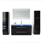 Home furniture with led mirror pvc wood bathroom cabinet