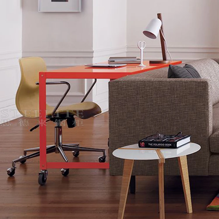 Orange Laptop Desk Go Cart Rolling Desk Metal Trolley Desk View