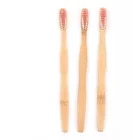BA-1048 custom 100% natural biodegradable pink and white bamboo toothbrush