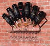 Best Home Decor Wall Metal Coopering 7 Bottle Wall Wine and Wine Glass Holder