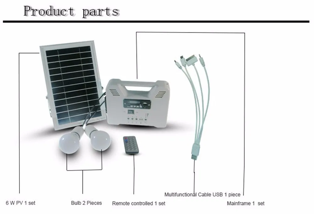Portable Solar Generator 6w Solar Home System Solar Kit Mini Solar System for Garage Workshop Corridor Garden Gazebo Emergency
