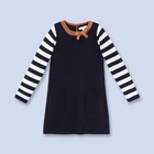 Winter children school girls striped long sleeve wool cashmere knitted sweater dresses