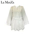 Latest Spring Casual Design Bamboo Spun Hemp Long Sleeve O-Neck Blouse Women Tops