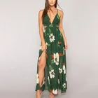 2019 Luxury Runway fashion design floral prints ladies sexy V neck chiffon casual dress women new pleated maxi dress