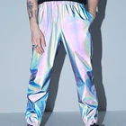 wholesale brand sports pants reflective unisex loose windbreaker pants casual pants track trousers