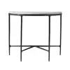 Half moon forged black iron console table with marble top