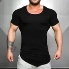 Wholesale Black White Plain Blank T-shirts Gym Sports Fit Men T-shirt