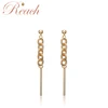 New Fashion Long Exaggerated Golden Silver Color Punk Dangling Alloy Chain Earrings For Women