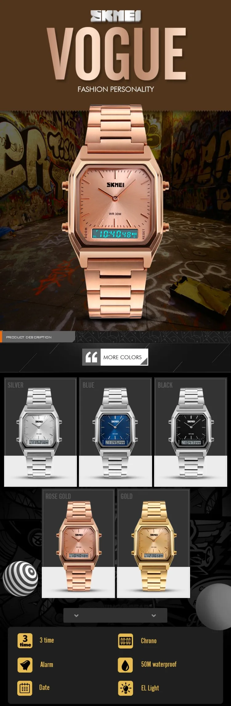 Rose gold metal band led dress wristwatch luxury armbanduhr herren high quality watch