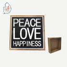 high quality solid wood sign box for decoration with metal printing on surface