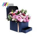 Design Complex And Good Quality Double-Drawer Can Be Pulled Paper Cardboard Box Flower With Gift