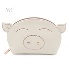 oem cute pig shape smooth zipper pvc leather mini cosmetic pouch