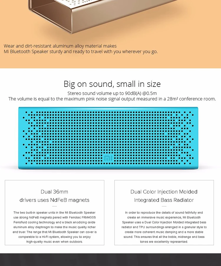 Global Version Xiaomi Square Bluetooth Speaker Wireless Portable MP5 / MP3 Player / Handsfree for Mobile Phone for Call - ANKUX.COM