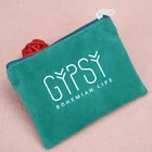 Custom printed zipper bag canvas cotton suede jewelry cosmetic pouch