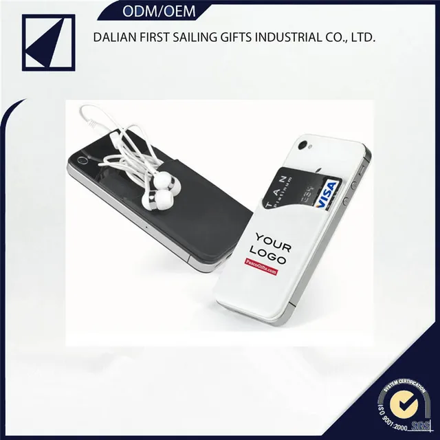 custom adhesive silicone/lycra phone case card holder,credit