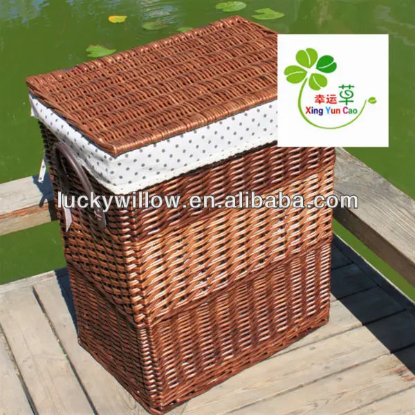 brown wicker laundry basket with hamper for clothes