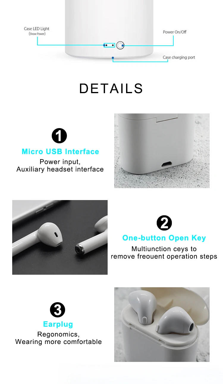 2019 Popular i7S TWS Earbuds In Ears BT21 BTS GOT7 OEM LOGO Wireless Earphone With Charging Box - ANKUX.COM