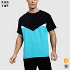 Men oversized spliced t-shirt in blue wholesale