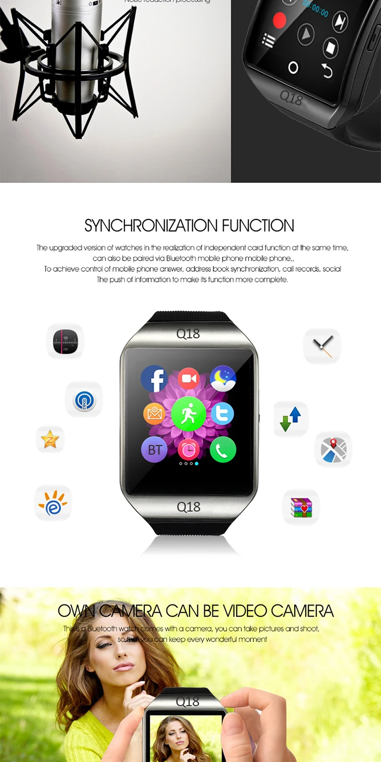 Wholesale 2018 factory oem ce rohs sim card smart watch for mobile phone