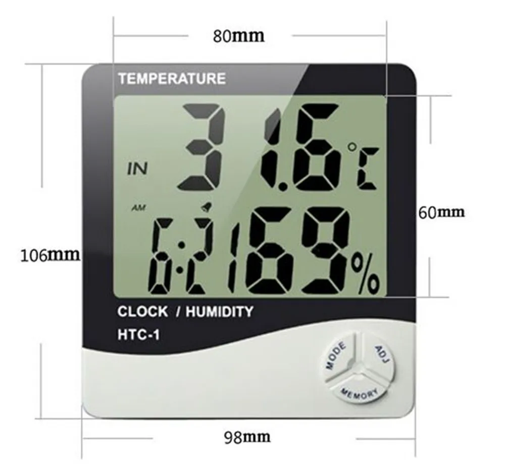HTC-1 Temperature & Humidity Meter and Clock with Alarm Function