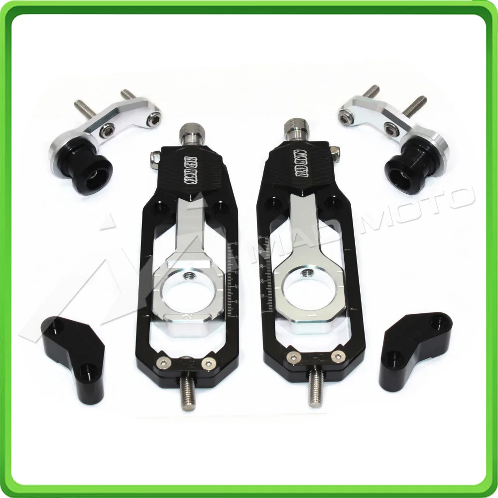 Motorcycle Chain Tensioner Adjuster with bobbins kit for Yamaha R1 YZF-R1 2007 2008 2009 2010 2011 2012 2013 2014 Black&Silver (12)