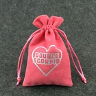 Custom pink packaging drawstring jewelry gift bags velvet pouch