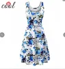 High quality dress brands women summer dress arabic sleeveless floral dress women