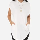 Women Short Sleeve Hooded Loose Hoodies Tunic Top long t shirt