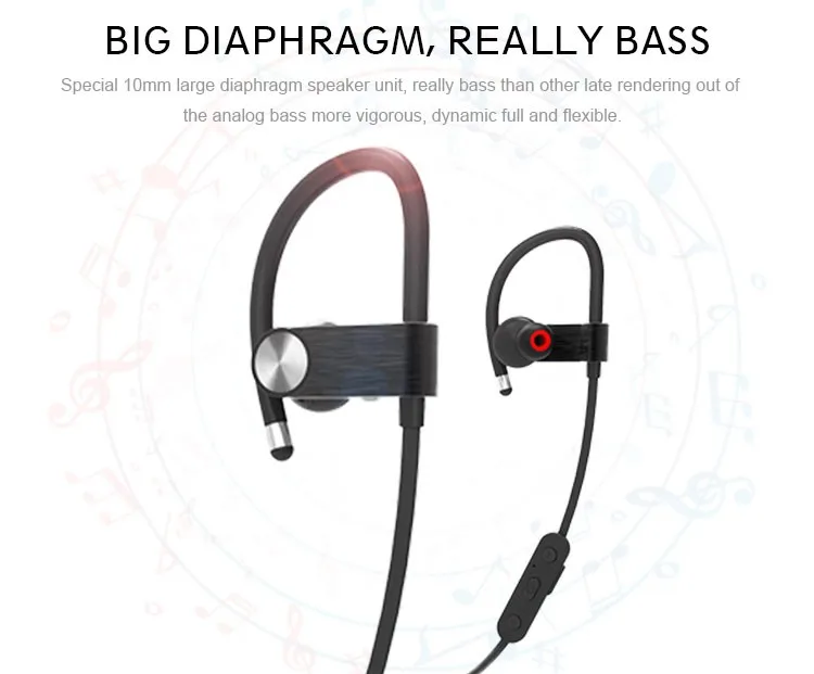 Amazon U8s Bluetooths 4.1 Sport Earphone Handfree Wireless Bluetooths Headset Earphones with Mic Ear-hook - ANKUX.COM