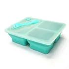 Portable Durable Reusable Silicone Lunch Box with Plastic Lid