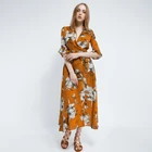 Ladies Elegant women clothing manufacturer printed wholesale long sleeve maxi dress