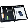 Executive Black A4 Conference File Folder PU Leather Zipped Portfolio 4 Ring Binder with Clip