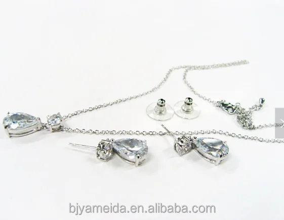 Bridal jewelry set platinum plating platinum wedding necklace set