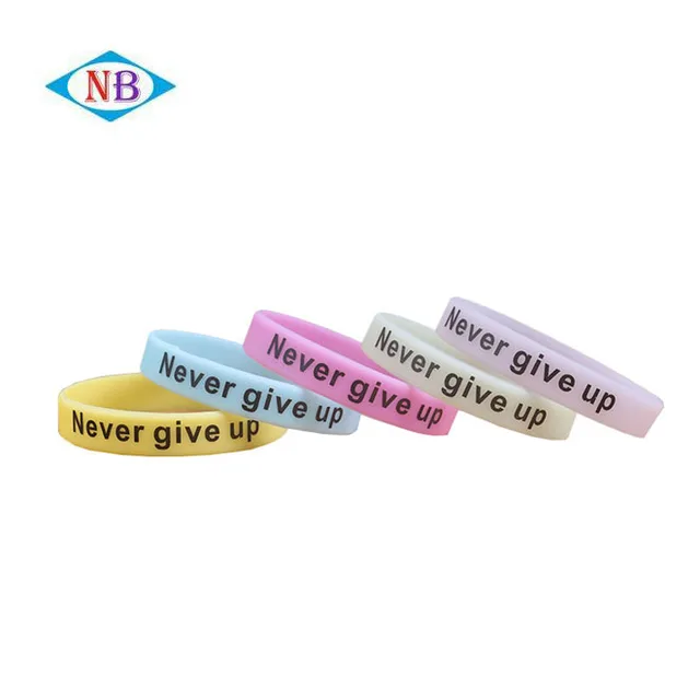 nerver give up" rubber bracelet custom silicone wristband