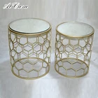 Fashion golden color metal wire frame coffee glass top table