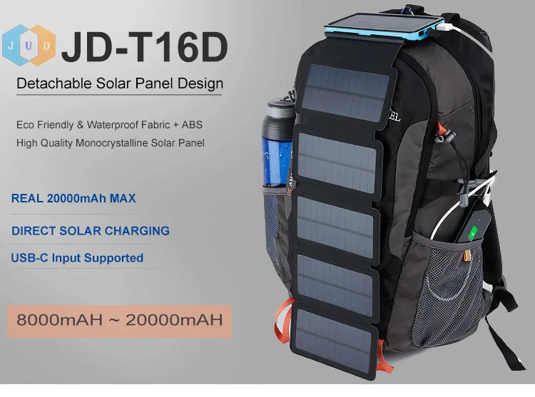 20000mAh Detachable Foldable Solar Power Bank