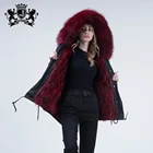 Winter warm clothes ladies hoodie jacket overcoat real Raccoon fur coat for women