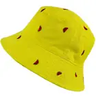 Ladies' cotton twill bucket hat with all over embroidery