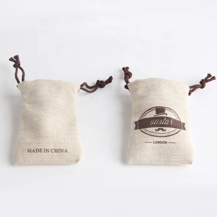 custom premium natural linen bag hemp drawstring gift pouch bag
