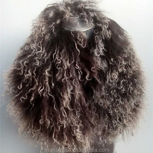 new style fluffy long hair collar mongolian fur shawl