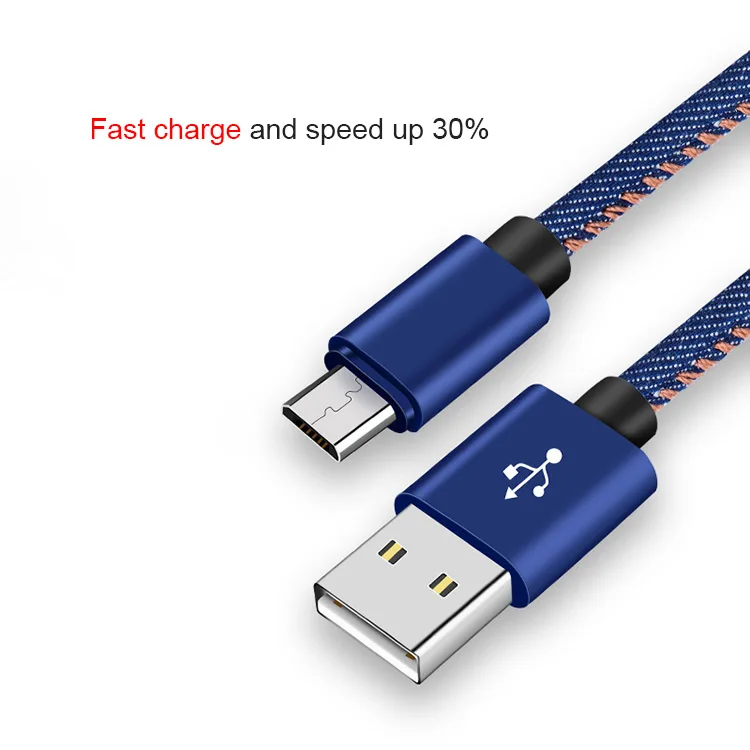 Wholesale High quality 2.4 A Quick Charge Cable Jean Denim Phone Cable Micro Type USB Cable for iPhone - ANKUX.COM