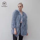Lady Real Raccoon Fur Coat Long Women Winter Fur Knitted Jacket Wholesale/ Retail Fashion Style