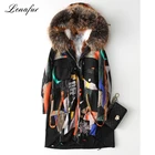Cowboy Cotton Raccoon Fur Hooded Women Long Down Coat Wholesale Parka Jackets