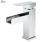 Chrome Brass Square Waterfall Single Handle UPC Wash Basin Faucet