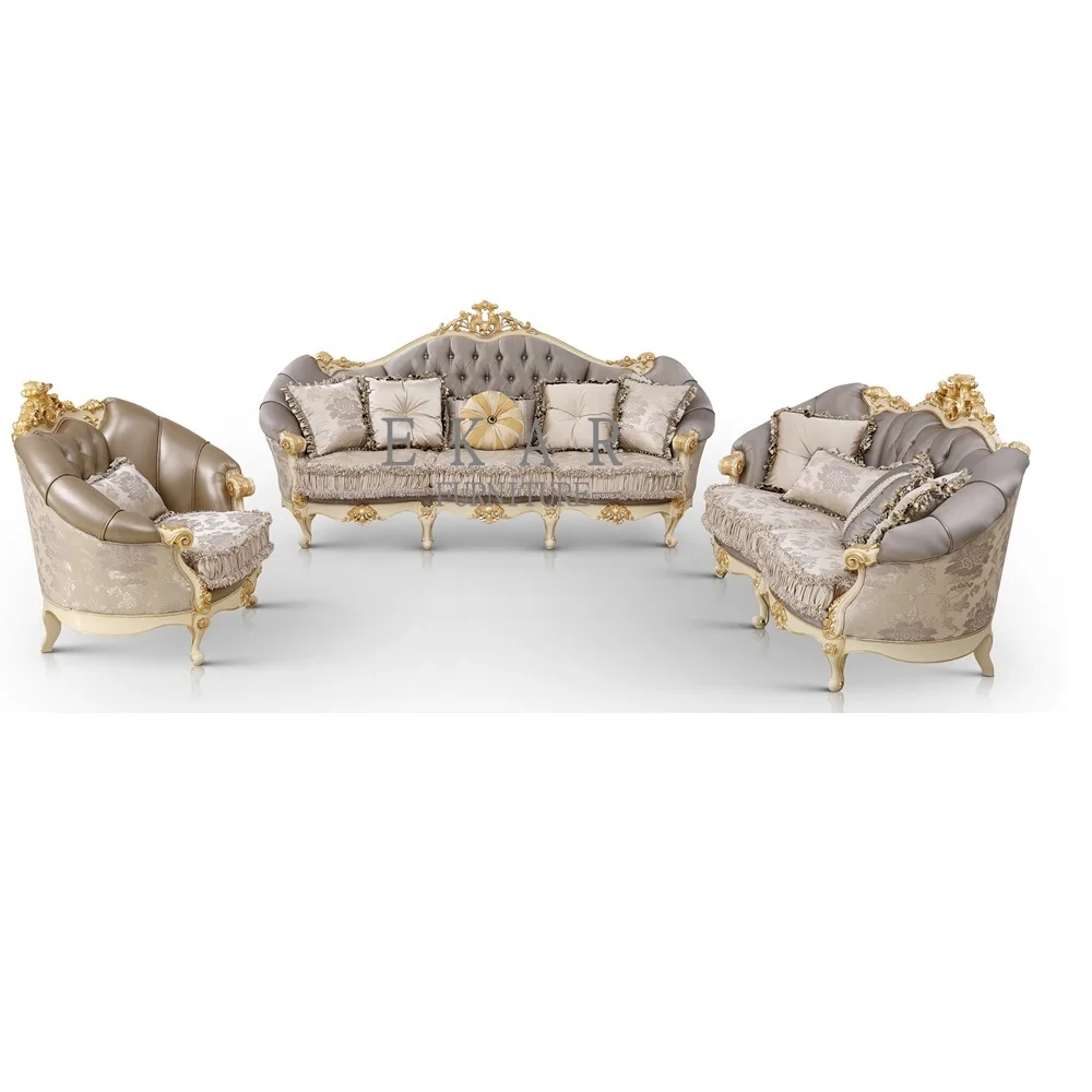 Ekar Furniture Design 7 Seater Heated Sofa Wood Living Room Carved