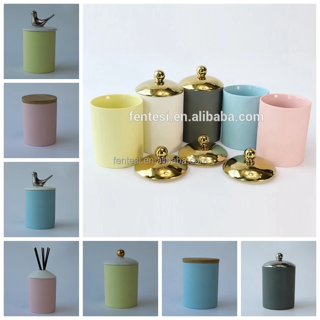 gift box packing luxury custom scented soy candle in ceramic jar