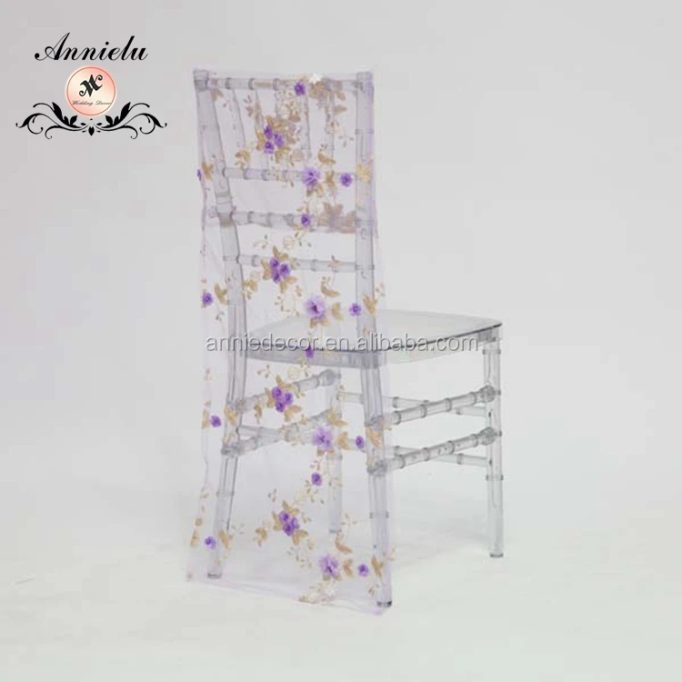 Fancy Pearl Embroidery Mesh Fabric Chiavari Protective Flower Wedding Chair Cover