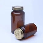 Wide Neck Amber Glass Pharmaceutical Capsule Bottles With Metal Lid