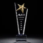Logo custom metal star crystal glass souvenir trophy award