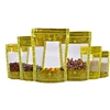 Golden edge printing plastic clear stand up zip lock bags for dry food